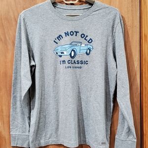LIFE IS GOOD GREY CRUSHER LONG SLEEVE GRAPHIC TEE SIZE LARGE